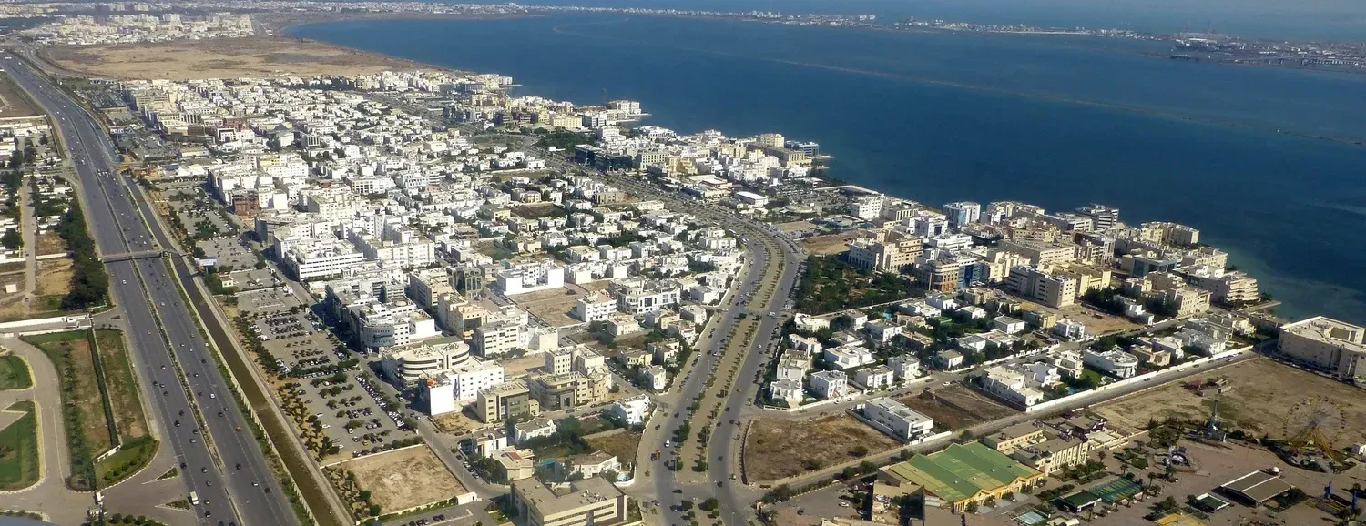 Panoramic view of the Berges du Lac district in Tunis.