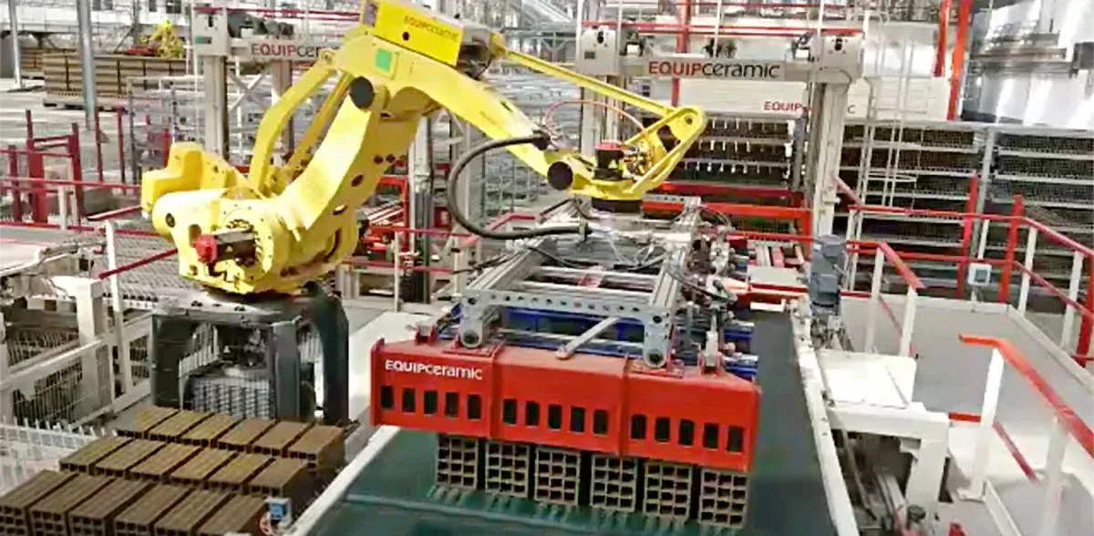 Robotic arm on an industrial production line.